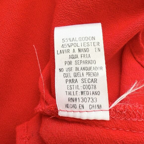 Umgee Mini Tunic Dress Womens Medium Red Embroidered Short Sleeve  Boho Artsy - Picture 8 of 10